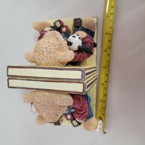 Blue Jean Teddy Bear Bookends Hand Painted Heavy Resin Decor Nursery Y2K Cute!! - Picture 6 of 8